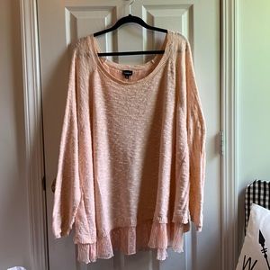 GUC Torrid Blush Pink Split Back Sweater Knit Lace Size 5